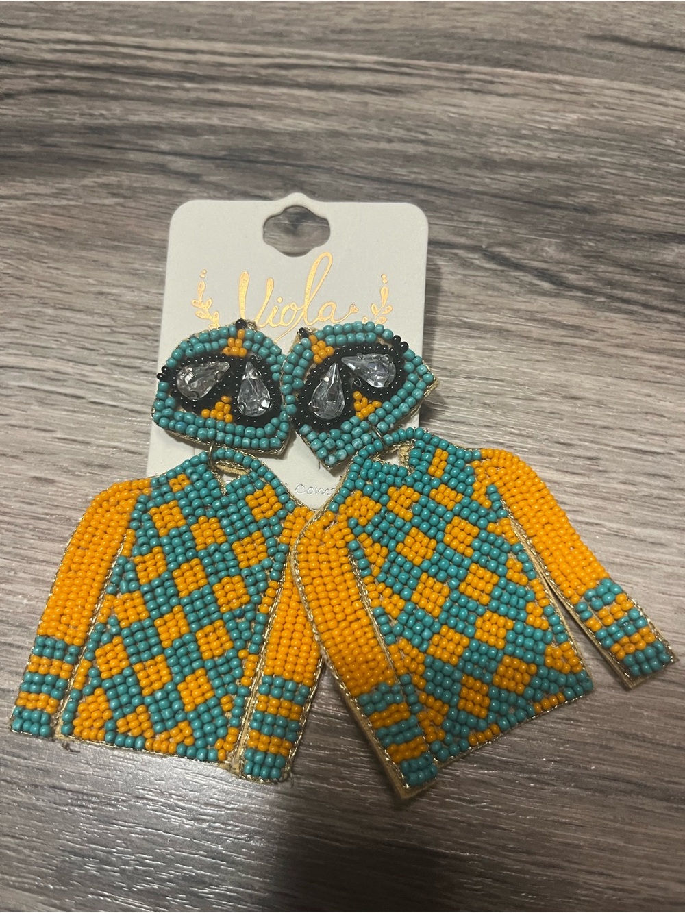 NWT Turquoise & Orange  Beaded Statement Jockey earrings